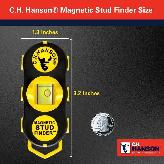 Alt view image 13 of 14 - Magnetic Stud Finder | Battery-Free Stud Locator with Rare Earth Magnets | Finds Nails & Screws Behind Drywall | Built-In Level for TV Mounting, Shelves & Home Projects