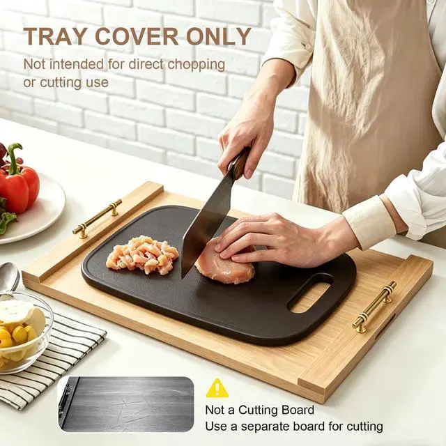 Alt view image 10 of 14 - Noodle Board Stove Cover w/Handles, for Gas & Electric Stoves | Expands counter space, multi-use sink cover & tray, farmhouse decor, anti-crack build, for home kitchens & RVs