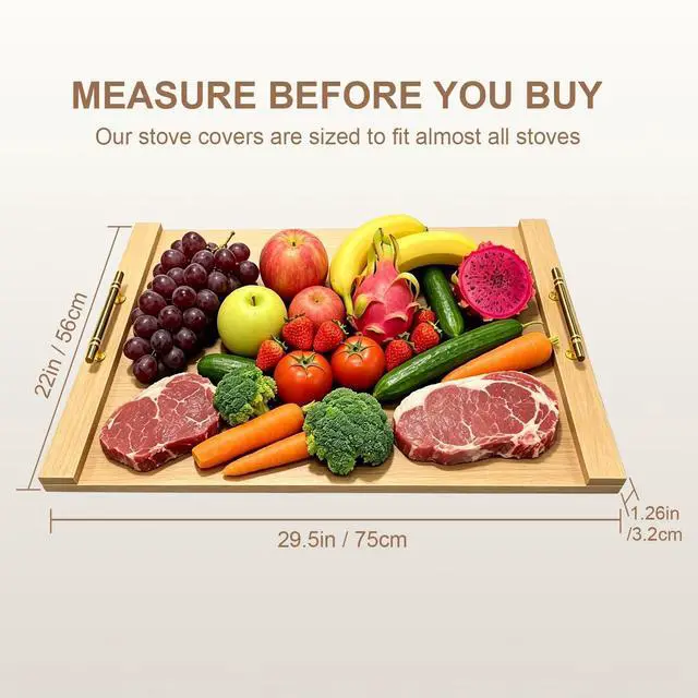 Alt view image 9 of 14 - Noodle Board Stove Cover w/Handles, for Gas & Electric Stoves | Expands counter space, multi-use sink cover & tray, farmhouse decor, anti-crack build, for home kitchens & RVs