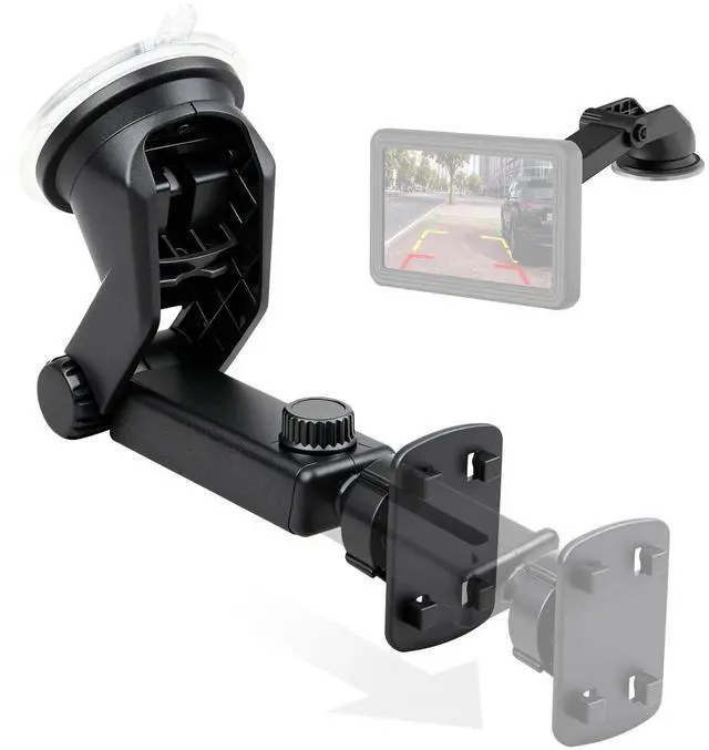 Alt view image 8 of 14 - Suction Cup Mount for CarPlay Display, Backup Camera Monitor, Extended Arm with 360° Rotation, 4-Tab Bracket Replacement Dashboard Windshield Holder for 7-11" Apple Carplay, Android Auto Screens