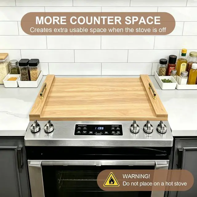 Alt view image 12 of 14 - Noodle Board Stove Cover w/Handles, for Gas & Electric Stoves | Expands counter space, multi-use sink cover & tray, farmhouse decor, anti-crack build, for home kitchens & RVs