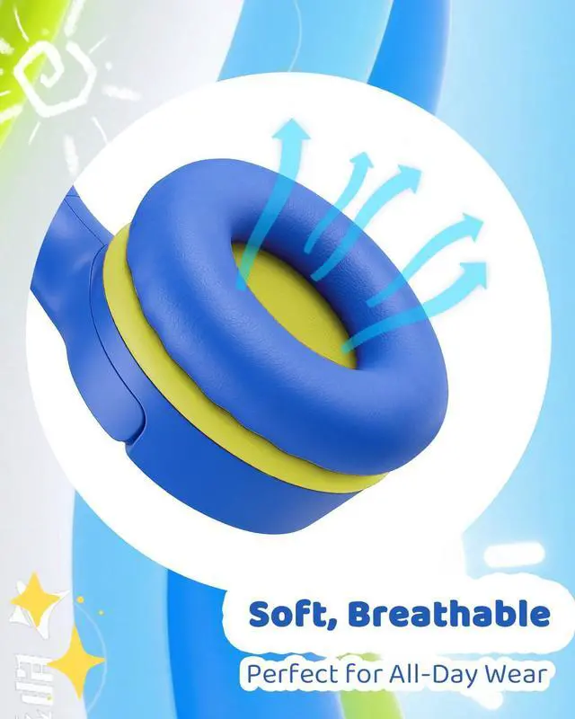 Alt view image 5 of 8 - Kids Headphones with Cord - Wired Headphones for Kids, 85/94dB Volume Limited for Safe Listening, Comfortable & Durable, 3.5mm Jack for School, Tablet, Travel, Ocean Spark Blue