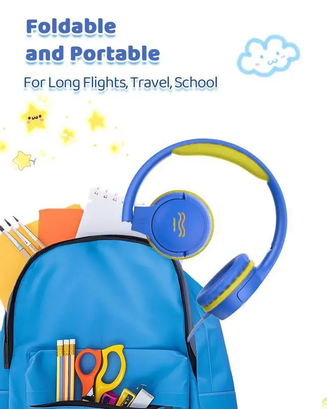Alt view image 8 of 8 - Kids Headphones with Cord - Wired Headphones for Kids, 85/94dB Volume Limited for Safe Listening, Comfortable & Durable, 3.5mm Jack for School, Tablet, Travel, Ocean Spark Blue