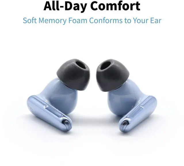 Alt view image 10 of 14 - TW-200-C TrueGrip MAX Memory Foam Ear Tips | For Anker Soundcore, Sennheiser, JBL, SoundPEATS & More, Ultimate Comfort, Superior Noise Isolation, Black, S/M/L (3 Pairs)