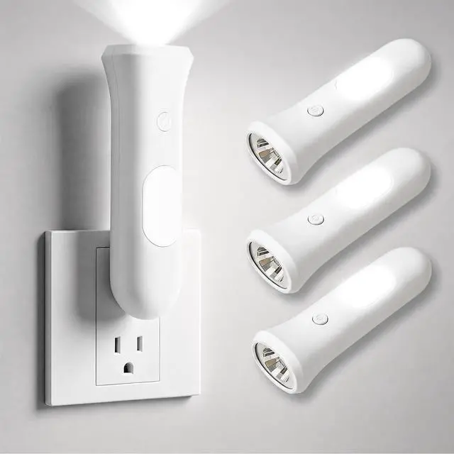 Alt view image 8 of 14 - 4 in 1 Emergency Lights for Home Power Failure, 3 Pcs Rechargeable LED Flashlight Plug in Wall, Automatic Turn-On Power Outage Night Light Flashlight for Hurricane Preparedness Items