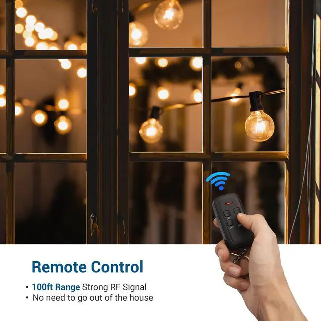 Alt view image 11 of 14 - Outdoor Dimmer for String Lights, 100FT Remote Switch Range | Stepless Dimming, LED 150W/Tungsten 300W Bulbs Compatible, IP44 Weather-Resistant for Courtyard, Garden, Patio, ETL Listed