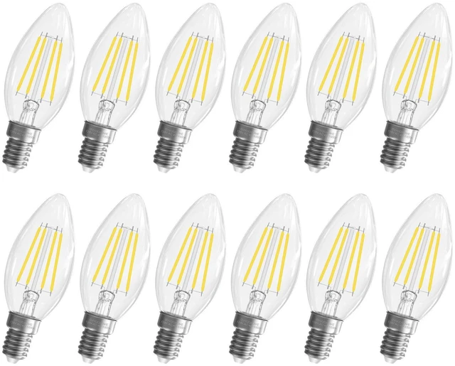 Alt view image 8 of 14 - E12 Candelabra Bulb, 5000K Daylight LED Chandelier Light Bulbs | 12 Pack, 40 Watt Equivalent E12 LED Bulb, Candelabra Light Bulbs for Ceiling Fans, Non-Dimmable, 400LM, 90+CRI Clear Glass
