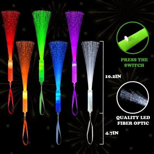 Alt view image 9 of 12 - 6 Pack Glow Sticks Toys Party Favors Supplies for Kids, Light Up Camping Essentials Games Fiber Optic Wand Sparklers Fireworks for Toddlers, Neon Accessories Decorations for Basket, Wedding, Birthday