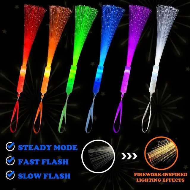 Alt view image 11 of 12 - 6 Pack Glow Sticks Toys Party Favors Supplies for Kids, Light Up Camping Essentials Games Fiber Optic Wand Sparklers Fireworks for Toddlers, Neon Accessories Decorations for Basket, Wedding, Birthday