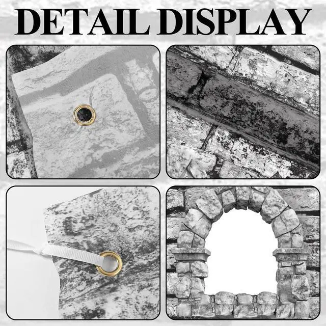 Alt view image 10 of 14 - 3 Pcs Halloween Medieval Party Decorations Kit 5ft 4ft Medieval Castle Backdrop 15.8 in Dragon Hanging Knight Stone Wall Fort Dragon Party for Halloween Birthday Renaissance Knight Photo Props