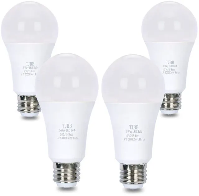 Alt view image 8 of 14 - 4-Pack 3-Way LED Bulb A19 E26, 50/100/150W Equivalent, 3000K Soft White