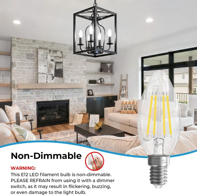 Alt view image 13 of 14 - E12 Candelabra Bulb, 5000K Daylight LED Chandelier Light Bulbs | 12 Pack, 40 Watt Equivalent E12 LED Bulb, Candelabra Light Bulbs for Ceiling Fans, Non-Dimmable, 400LM, 90+CRI Clear Glass
