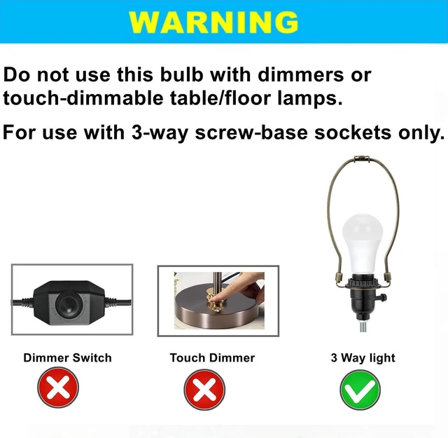 Alt view image 11 of 14 - 4-Pack 3-Way LED Bulb A19 E26, 50/100/150W Equivalent, 3000K Soft White