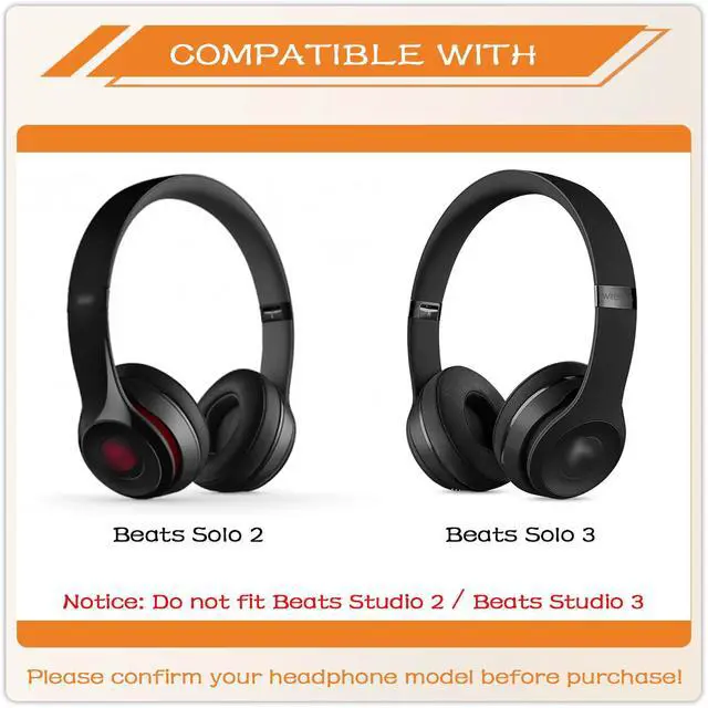 Alt view image 9 of 14 - Replacement Ear Pads for Beats Solo 2 & Solo 3 Wired & Wireless Headphones, Ear Cushions, Ear Cups Cover Repair Parts (White)