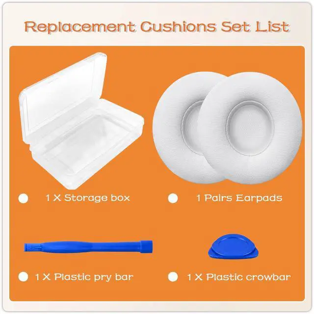 Alt view image 11 of 14 - Replacement Ear Pads for Beats Solo 2 & Solo 3 Wired & Wireless Headphones, Ear Cushions, Ear Cups Cover Repair Parts (White)