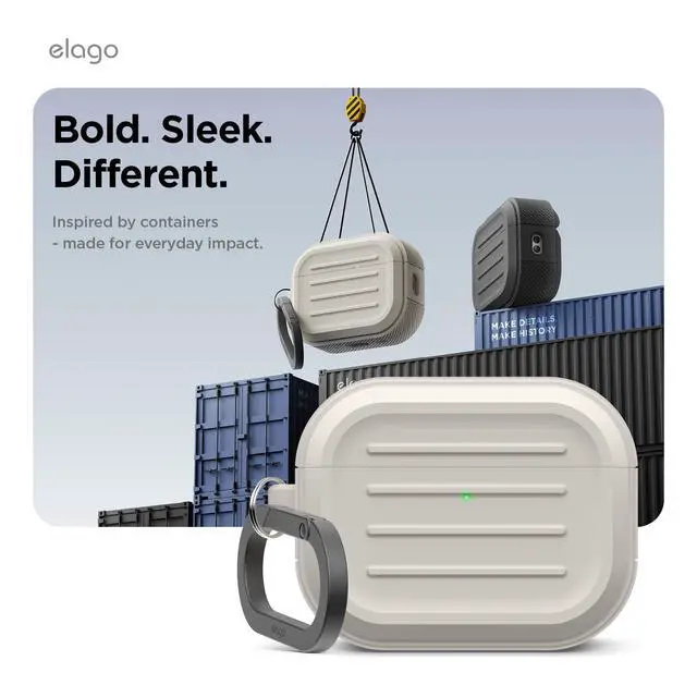 Alt view image 10 of 14 - Armor Case for AirPods Pro 3 | Carabiner Included, Supports Wireless Charging, Shock Resistant, Full Protection (Stone)