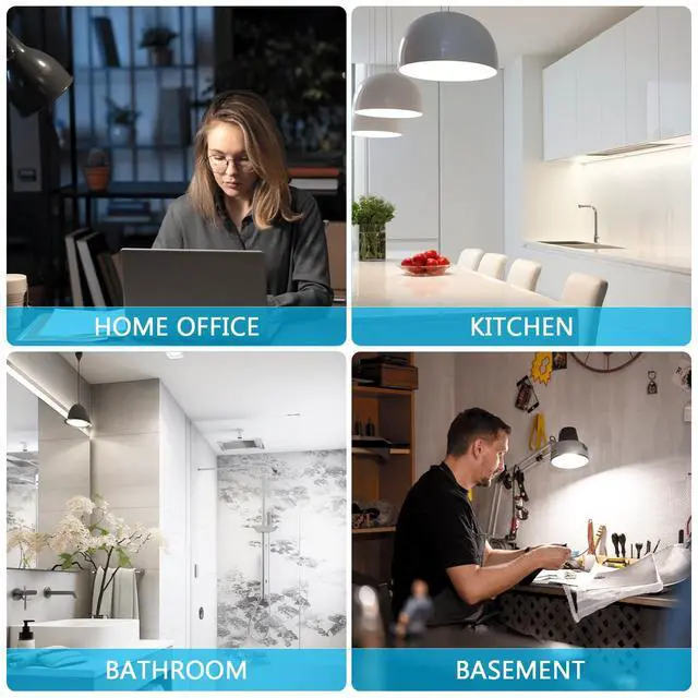 Alt view image 14 of 14 - BR30 LED Light Bulbs Indoor Flood Light, 6Pack 5000K Daylight White LED Bulb 65W Equivalent, Dimmable, E26 Base, 800LM, Recessed Can Bulb for Living Room Bedroom Dining Room Bathroom