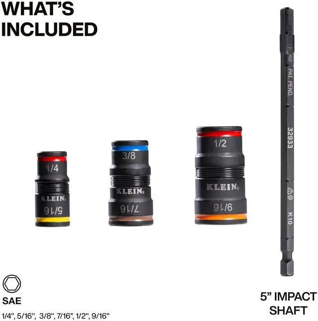 Alt view image 8 of 12 - 32933 32933 Impact Driver, SAE 7-in-1 Impact Rated Socket Set, 3 Flip Sockets with 6 Hex Driver Sizes and 1/4-Inch Bit Holder, 5-Inch Shaft
