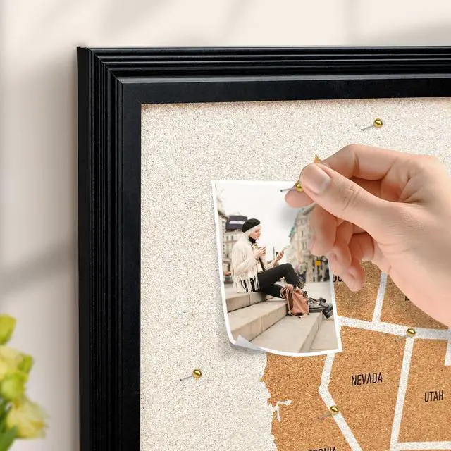 Alt view image 10 of 14 - Wooden Frame Cork Board Map of The United State, 20" X 30" Bulletin Boards for Walls with 10 Pins, Travel Tracker Map for Office, School and Home (US-MAP,5075,D)