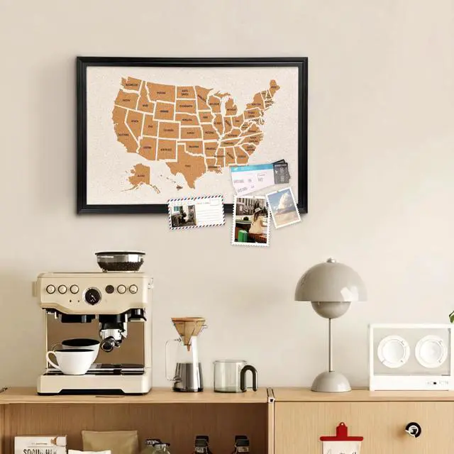 Alt view image 13 of 14 - Wooden Frame Cork Board Map of The United State, 20" X 30" Bulletin Boards for Walls with 10 Pins, Travel Tracker Map for Office, School and Home (US-MAP,5075,D)