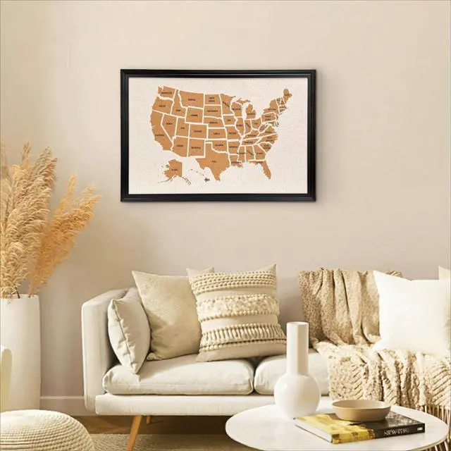 Alt view image 12 of 14 - Wooden Frame Cork Board Map of The United State, 20" X 30" Bulletin Boards for Walls with 10 Pins, Travel Tracker Map for Office, School and Home (US-MAP,5075,D)