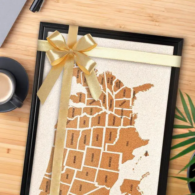 Alt view image 14 of 14 - Wooden Frame Cork Board Map of The United State, 20" X 30" Bulletin Boards for Walls with 10 Pins, Travel Tracker Map for Office, School and Home (US-MAP,5075,D)