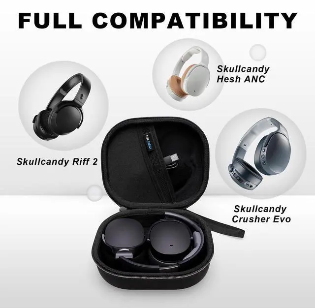 Alt view image 14 of 14 - Hard Case for Skullcandy Bluetooth Headphones, Black(Case Only) | for Skullcandy Crusher ANC 2/Crusher Evo/Crusher 1080/Crusher 720/Crusher/Crusher 540/Hesh ANC/Hesh Evo/Hesh 540 Headphones