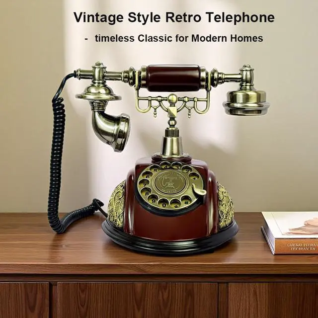 Alt view image 9 of 14 - Retro Phone, Corded Landline Phone, Decorative Vintage Telephone, Classic Antique Old Fashion Telephones for Home & Office Decor Gift