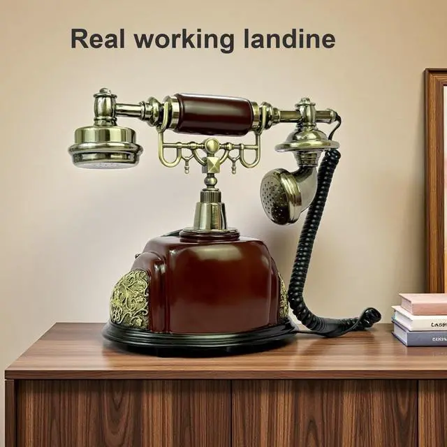 Alt view image 10 of 14 - Retro Phone, Corded Landline Phone, Decorative Vintage Telephone, Classic Antique Old Fashion Telephones for Home & Office Decor Gift