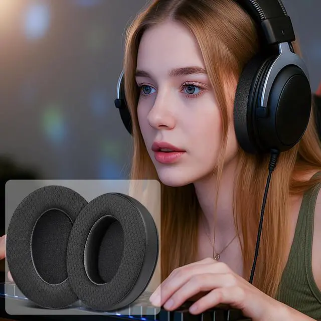 Alt view image 12 of 14 - Mesh Earpads for HyperX Cloud (2/3/3S/1/Pro) - Black | Also for Cloud (Flight/Flight2/Stinger/Stinger2/Stinger 2 Core/Core), CloudX (Stinger/Flight) Headset