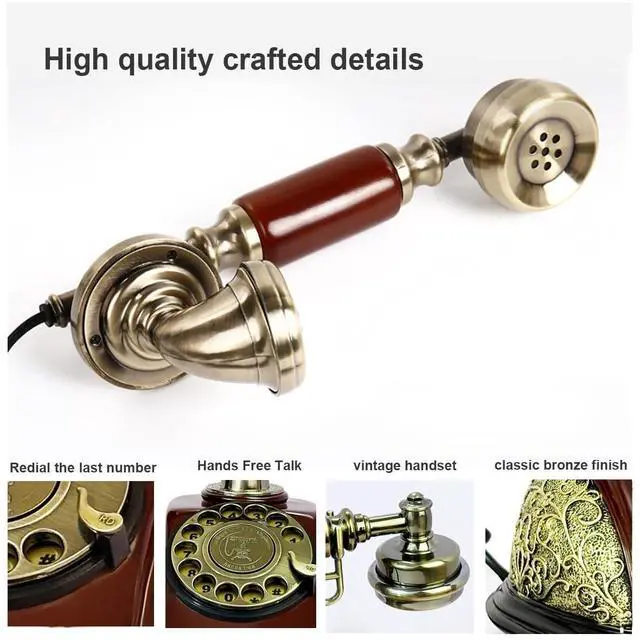 Alt view image 13 of 14 - Retro Phone, Corded Landline Phone, Decorative Vintage Telephone, Classic Antique Old Fashion Telephones for Home & Office Decor Gift