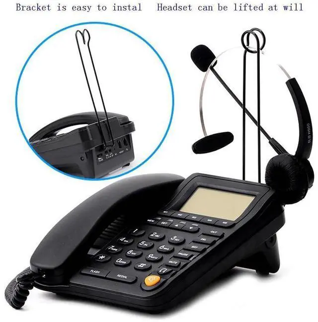 Alt view image 7 of 10 - Home Office Corded Phone with Caller ID, LK-P017B Call Center Phones with Headset, Landline Telephone for Business Desktop Phone with Extra-Large Buttons and Display Screen