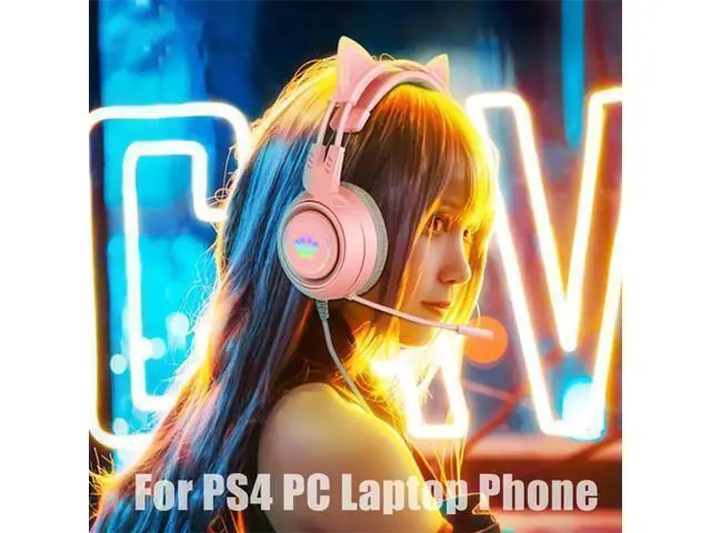 Alt view image 7 of 10 - Wired Headphones Cute Cat Ear Bluetooth Foldable Headphones Gift Silver Black
