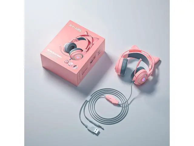 Alt view image 10 of 10 - Wired Headphones Cute Cat Ear Bluetooth Foldable Headphones Gift Silver Black