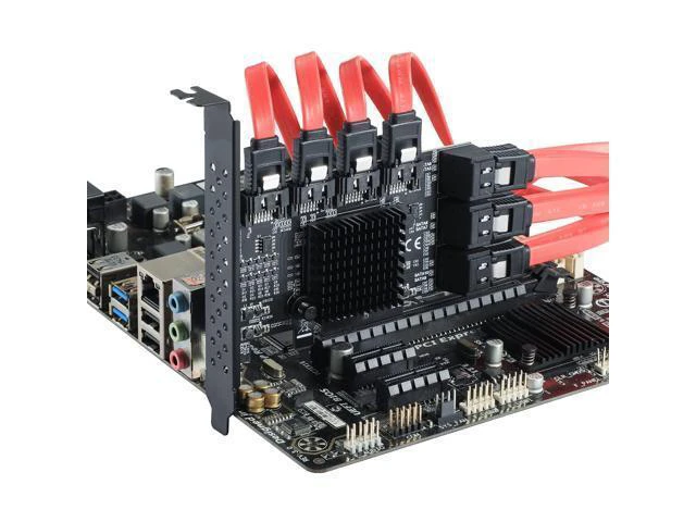 Alt view image 9 of 10 - MZHOU PCIe SATA Controller Card 10 Port with 10 SATA Cables and Low Profile Bracket - 6Gbps SATA 3.0 PCIe Card,Support 10 Port SATA 3.0 Devices.