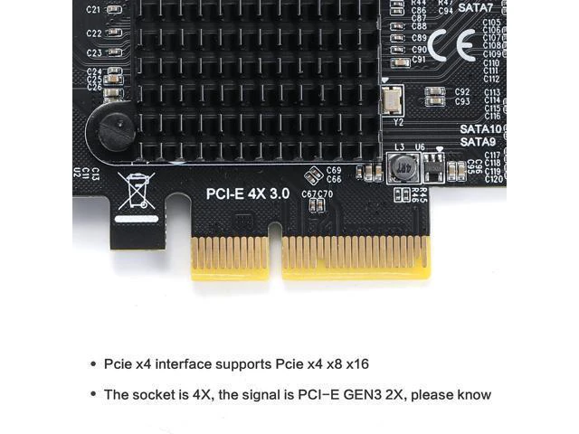 Alt view image 10 of 10 - MZHOU PCIe SATA Controller Card 10 Port with 10 SATA Cables and Low Profile Bracket - 6Gbps SATA 3.0 PCIe Card,Support 10 Port SATA 3.0 Devices.