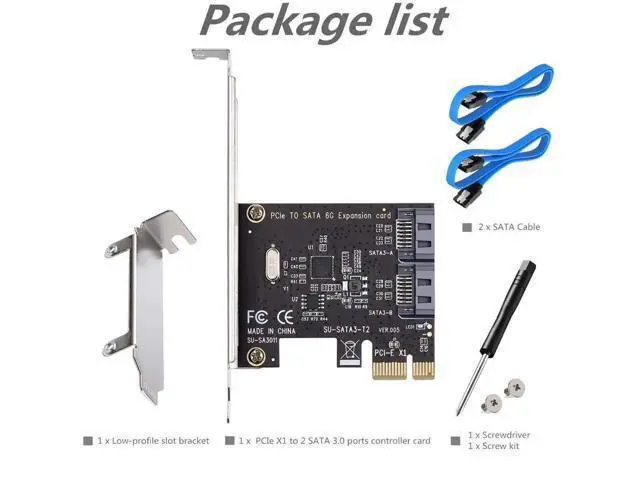 Alt view image 9 of 14 - Aomoproing PCI Express 3.0 (2-Port) Controller Card, PCIe to SATA III 6Gb/s Converter, Supports SSD and HDD, Includes Bracket and 2 SATA Cables