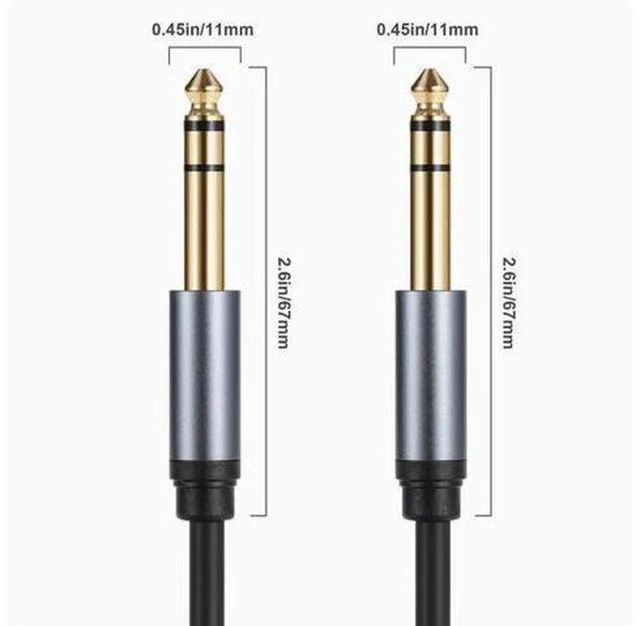 Alt view image 6 of 6 - 6.35 male to male three core mono stereo noise cancellation MONO electric box sound mixer Guitar 6.5mm audio cable 5m