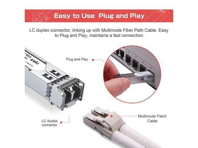 Alt view image 11 of 14 - 1 Pack 1000BASE-SX Transceiver and 1 Pack OM3 LC to LC Fiber Patch Cable Multimode Fiber Duplex - LSZH 20 Meter(66ft)