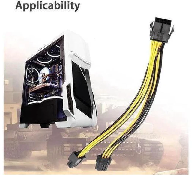 Alt view image 8 of 8 - 10-Pack PCI-E 8Pin to 2X 8 Pin (6+2) Power Splitter Cable for PCIE PCI Express Image Card Y - Splitter Extension Cable 18AWG(40cm/15.74")