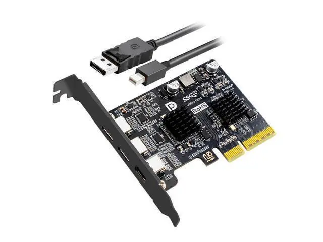 Alt view image 6 of 10 - chenyang 2 Port PCI-E 3.0 4X & Mini Displayport to 2 USB C Video Graphics Expansion Card Support USB 3.2 10Gbps Data Transfer DP1.4 Video Output