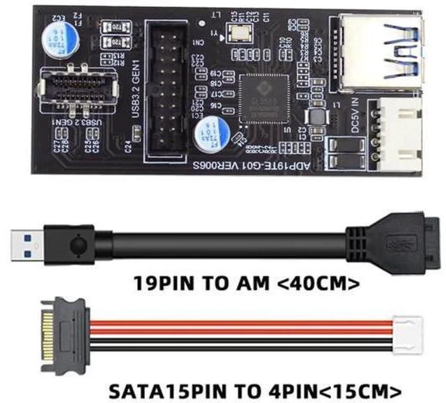 Alt view image 10 of 14 - Aomoproing 5Gbps Single 19/20Pin Header to USB 3.0 20Pin & Type-E Dual Ports Female PCBA Type Adapter Splitter 1 to 2 HUB