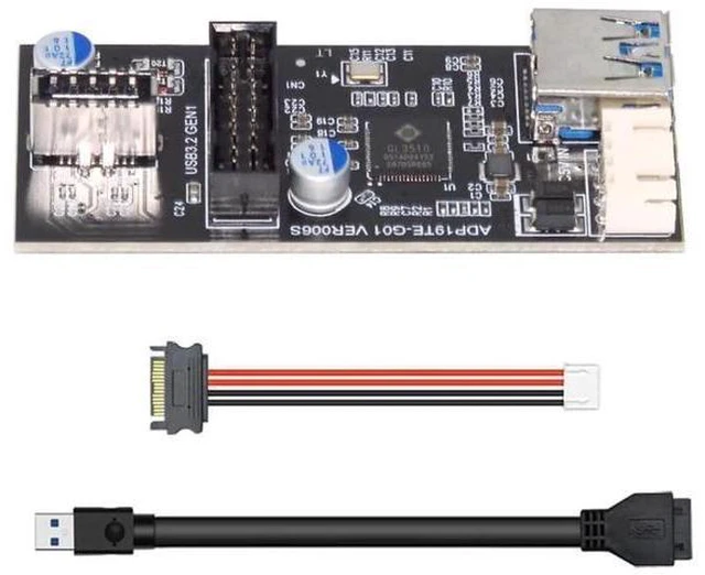 Alt view image 8 of 14 - Aomoproing 5Gbps Single 19/20Pin Header to USB 3.0 20Pin & Type-E Dual Ports Female PCBA Type Adapter Splitter 1 to 2 HUB