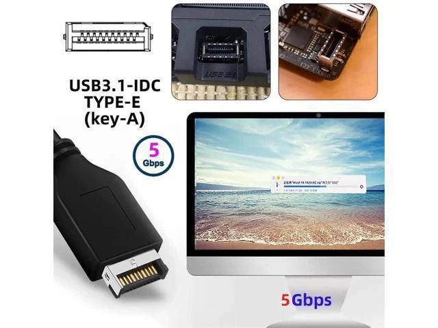 Alt view image 11 of 14 - Aomoproing 5Gbps Single 19/20Pin Header to USB 3.0 20Pin & Type-E Dual Ports Female PCBA Type Adapter Splitter 1 to 2 HUB