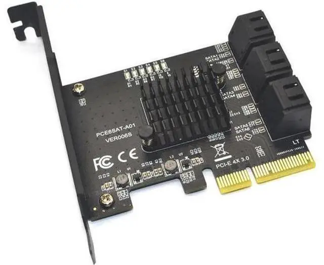 Alt view image 9 of 12 - PCIE PCI-E to 6 Ports SATA 3.0 PCI Express x4 Expansion Card 6 SATA3.0 PCIe PCI-e 6 Port SATA Controller for HDD ASMedia ASM1166