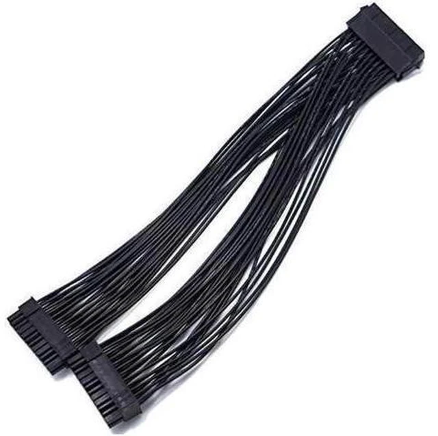 Alt view image 12 of 12 - Aomoproing ATX 24Pin 1 to 2 Port Power Supply Extension Cable PSU Male to Female Splitter 24PIN Extension Cable 32cm