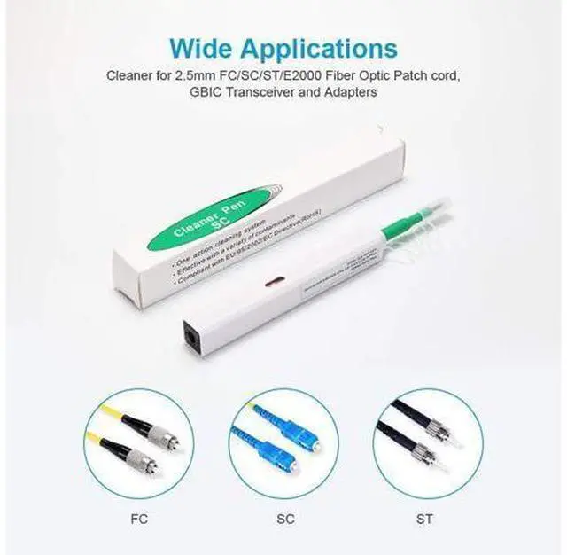 Alt view image 13 of 14 - Fiber Optic Network Kit: SC Single Mode Duplex Patch Cable + SC Fiber Optic Cleaning Pen