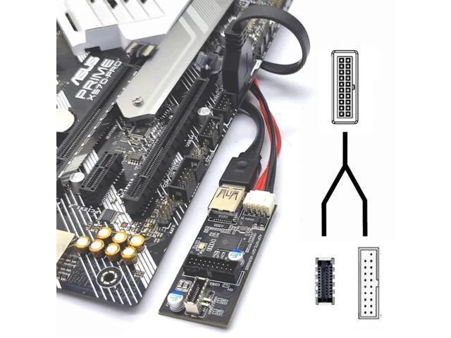 Alt view image 14 of 14 - Aomoproing 5Gbps Single 19/20Pin Header to USB 3.0 20Pin & Type-E Dual Ports Female PCBA Type Adapter Splitter 1 to 2 HUB