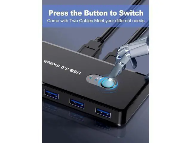 Alt view image 8 of 12 - USB 3.0 Switch 2 in 4 Out, USB Switcher Selector 2 Computers Sharing 4 USB 3.0 Ports, KM Switcher Box with 2 Pack USB Cable for PC, Printer, Scanner, Mouse, Keyboard, Compatible with Mac/Windows/Linux