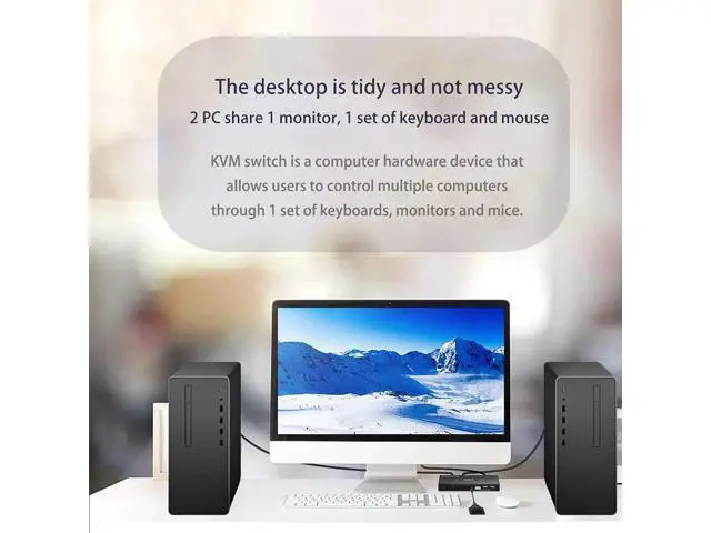 Alt view image 12 of 14 - KVM Switch HDMI 2 Port 4K @60Hz, 2x1 HDMI KVM Switch for 2 Computers Sharing 1 Monitor and 3 USB Devices, with Extension Control Switch and 2 USB Cable & 2 HDMI Cable